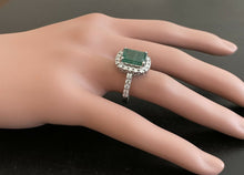 Load image into Gallery viewer, 5.50ct Natural Emerald &amp; Diamond 14k Solid White Gold Ring