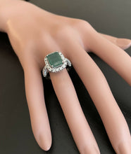 Load image into Gallery viewer, 5.50ct Natural Emerald &amp; Diamond 14k Solid White Gold Ring