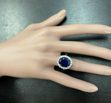 Load image into Gallery viewer, 11.15ct Natural Blue Sapphire &amp; Diamond 14k Solid White Gold Ring