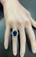 Load image into Gallery viewer, 11.15ct Natural Blue Sapphire &amp; Diamond 14k Solid White Gold Ring