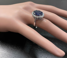 Load image into Gallery viewer, 11.15ct Natural Blue Sapphire &amp; Diamond 14k Solid White Gold Ring