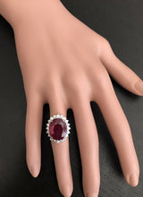 Load image into Gallery viewer, 14.05 Carats Red Ruby and Natural Diamond 14k Solid White Gold Ring