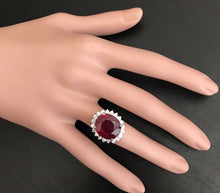 Load image into Gallery viewer, 14.05 Carats Red Ruby and Natural Diamond 14k Solid White Gold Ring