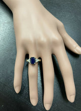 Load image into Gallery viewer, 3.85 Carats Natural Sapphire and Diamond 14k Solid Yellow Gold Ring