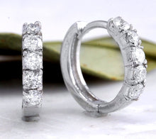 Load image into Gallery viewer, 0.70ct Natural Diamond 14k Solid White Gold Hoop Earrings