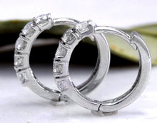Load image into Gallery viewer, 0.70ct Natural Diamond 14k Solid White Gold Hoop Earrings