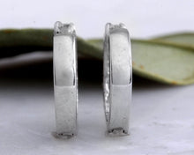 Load image into Gallery viewer, 0.70ct Natural Diamond 14k Solid White Gold Hoop Earrings