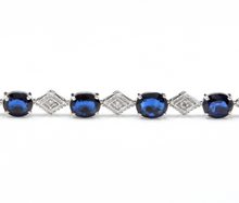 Load image into Gallery viewer, 8.70 Natural Blue Sapphire and Diamond 14k Solid White Gold Bracelet