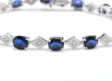 Load image into Gallery viewer, 8.70 Natural Blue Sapphire and Diamond 14k Solid White Gold Bracelet
