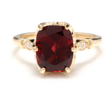 Load image into Gallery viewer, 3.68 Carats Natural Garnet and Diamond 14K Solid Yellow Gold Ring