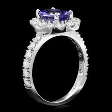 Load image into Gallery viewer, 2.65 Carats Natural Tanzanite and Diamond 14k Solid White Gold Ring