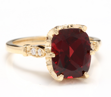 Load image into Gallery viewer, 3.68 Carats Natural Garnet and Diamond 14K Solid Yellow Gold Ring
