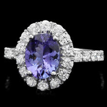 Load image into Gallery viewer, 2.65 Carats Natural Tanzanite and Diamond 14k Solid White Gold Ring