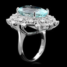 Load image into Gallery viewer, 12.30 Carats Natural Aquamarine and Diamond 14K Solid White Gold Ring