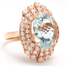 Load image into Gallery viewer, 11.00 Carats Exquisite Natural Aquamarine and Diamond 14K Solid Rose Gold Ring