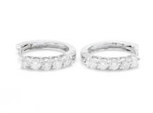 Load image into Gallery viewer, 0.80ct Natural Diamond 14k Solid White Gold Hoop Earrings