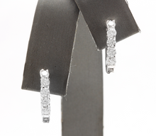 Load image into Gallery viewer, 0.80ct Natural Diamond 14k Solid White Gold Hoop Earrings