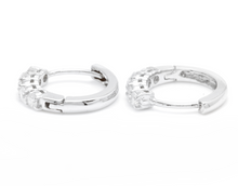 Load image into Gallery viewer, 0.80ct Natural Diamond 14k Solid White Gold Hoop Earrings