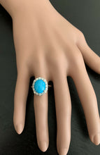 Load image into Gallery viewer, 7.65 Carats Natural Turquoise and Diamond 18k Solid White Gold Ring