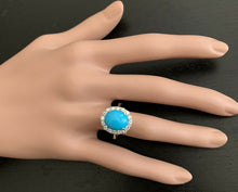 Load image into Gallery viewer, 7.65 Carats Natural Turquoise and Diamond 18k Solid White Gold Ring