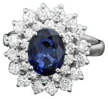 Load image into Gallery viewer, 3.10 Carats Natural Blue Sapphire and Diamond 14K Solid White Gold Ring