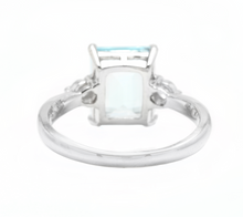 Load image into Gallery viewer, 3.28 Carats Natural Aquamarine and Diamond 14k Solid White Gold Ring