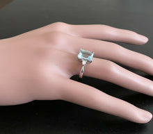 Load image into Gallery viewer, 3.28 Carats Natural Aquamarine and Diamond 14k Solid White Gold Ring