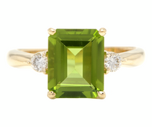 Load image into Gallery viewer, 3.18 Carats Natural Peridot and Diamond 14k Solid Yellow Gold Ring