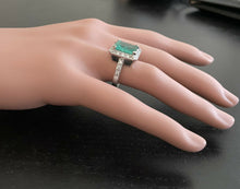 Load image into Gallery viewer, 4.60ct Natural Emerald &amp; Diamond 14k Solid White Gold Ring