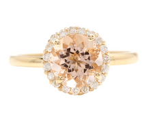 Load image into Gallery viewer, 2.25 Carats Natural Morganite and Diamond 14k Solid Yellow Gold Ring