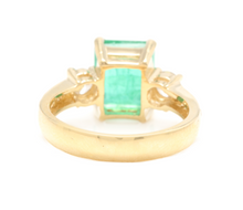 Load image into Gallery viewer, 4.00ct Natural Emerald &amp; Diamond 14k Solid Yellow Gold Ring