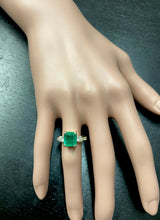 Load image into Gallery viewer, 4.00ct Natural Emerald &amp; Diamond 14k Solid Yellow Gold Ring