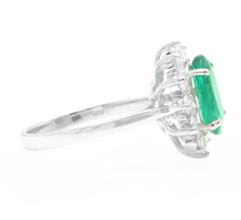 Load image into Gallery viewer, 5.50ct Natural Emerald &amp; Diamond 14k Solid White Gold Ring