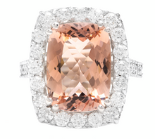 Load image into Gallery viewer, 8.20 Carats Natural Morganite and Diamond 14k Solid White Gold Ring