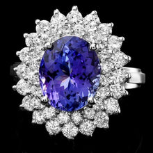 Load image into Gallery viewer, 5.20 Carats Natural Tanzanite and Diamond 14K Solid White Gold Ring