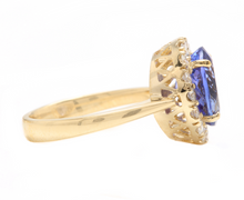 Load image into Gallery viewer, 3.70 Carats Natural Tanzanite and Diamond 14K Solid Yellow Gold Ring