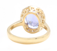 Load image into Gallery viewer, 3.70 Carats Natural Tanzanite and Diamond 14K Solid Yellow Gold Ring