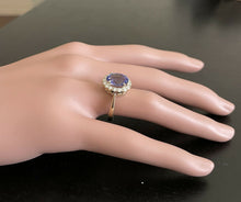 Load image into Gallery viewer, 3.70 Carats Natural Tanzanite and Diamond 14K Solid Yellow Gold Ring