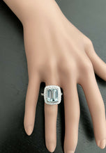 Load image into Gallery viewer, Heavy 5.80 Carats Natural Aquamarine and Diamond 14K Solid White Gold Ring
