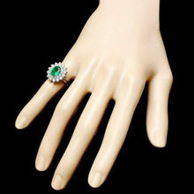 Load image into Gallery viewer, 3.30Ct Natural Emerald &amp; Diamond 14K Solid White Gold Ring