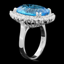 Load image into Gallery viewer, 12.40 Carats Natural Blue Topaz and Diamond 14K Solid White Gold Ring