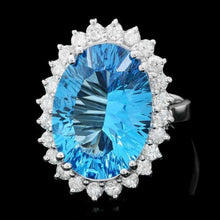 Load image into Gallery viewer, 12.40 Carats Natural Blue Topaz and Diamond 14K Solid White Gold Ring
