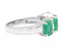 Load image into Gallery viewer, 2.85ct Natural Emerald &amp; Diamond 14k Solid White Gold Ring