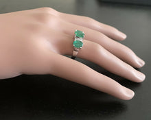 Load image into Gallery viewer, 2.85ct Natural Emerald &amp; Diamond 14k Solid White Gold Ring