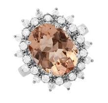 Load image into Gallery viewer, 5.20 Carats Natural Morganite and Diamond 14k Solid White Gold Ring