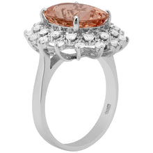 Load image into Gallery viewer, 5.20 Carats Natural Morganite and Diamond 14k Solid White Gold Ring
