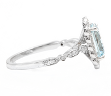 Load image into Gallery viewer, 2.60 Carats Natural Aquamarine and Diamond 14k Solid White Gold Ring