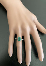 Load image into Gallery viewer, 2.00ct Natural Emerald &amp; Diamond 14k Solid White Gold Ring