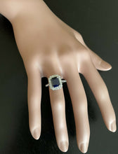 Load image into Gallery viewer, 3.60 Carats Natural Sapphire and Diamond 14k Solid White Gold Ring