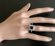 Load image into Gallery viewer, 3.60 Carats Natural Sapphire and Diamond 14k Solid White Gold Ring